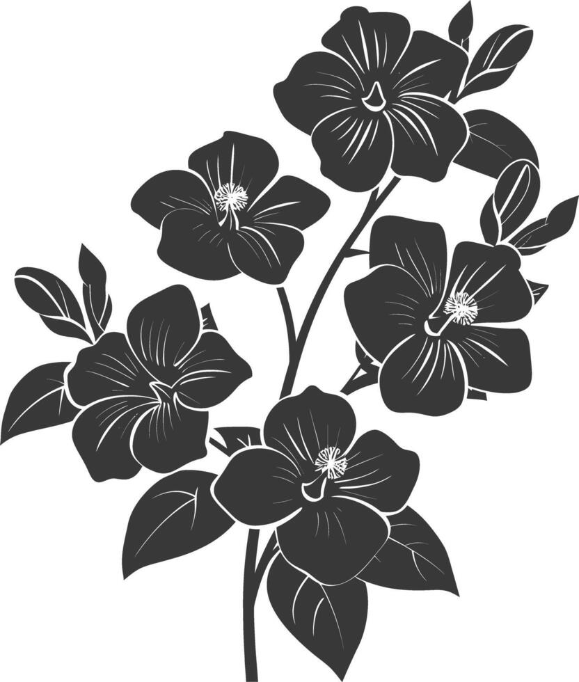 AI generated Silhouette jasmin flower black color only vector