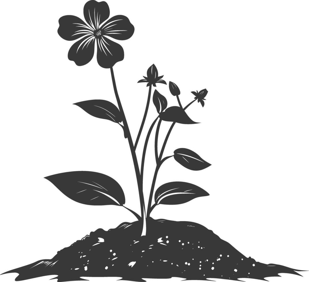 AI generated Silhouette jasmin flower in the ground black color only vector