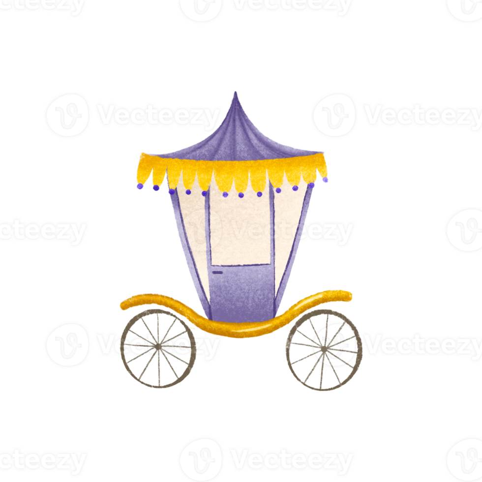 Cute cartoon carriage for the princess. Transport for the Queen. Cute childish hand drawn illustration on isolated background png