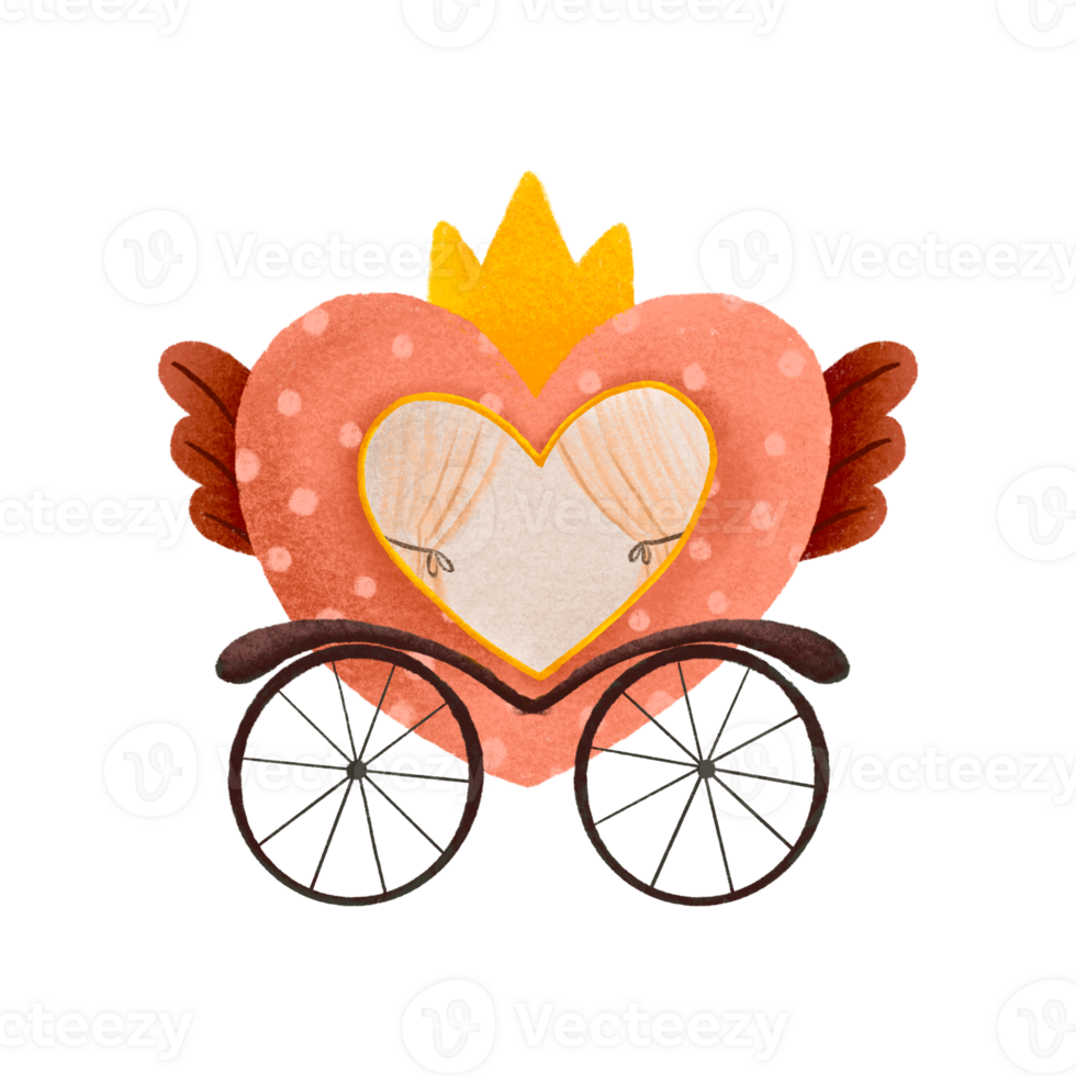 Cute cartoon carriage for the princess. Transport for the Queen. Cute childish hand drawn illustration on isolated background png