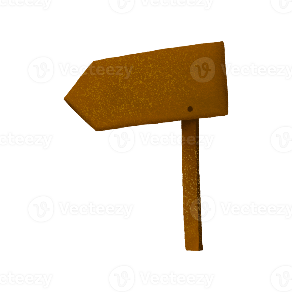 Information sign. Wooden sign for hiking. Hand drawn illustration on isolated background png