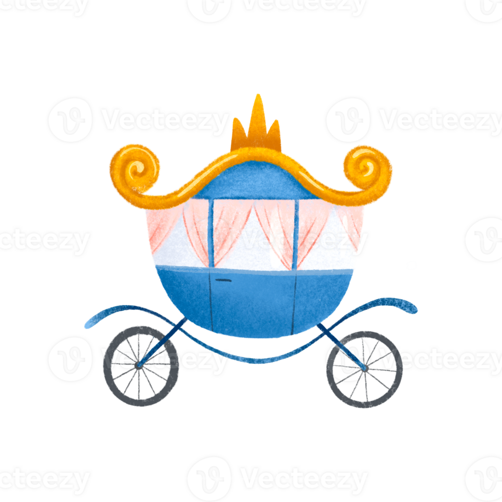 Cute cartoon carriage for the princess. Transport for the Queen. Cute childish hand drawn illustration on isolated background png