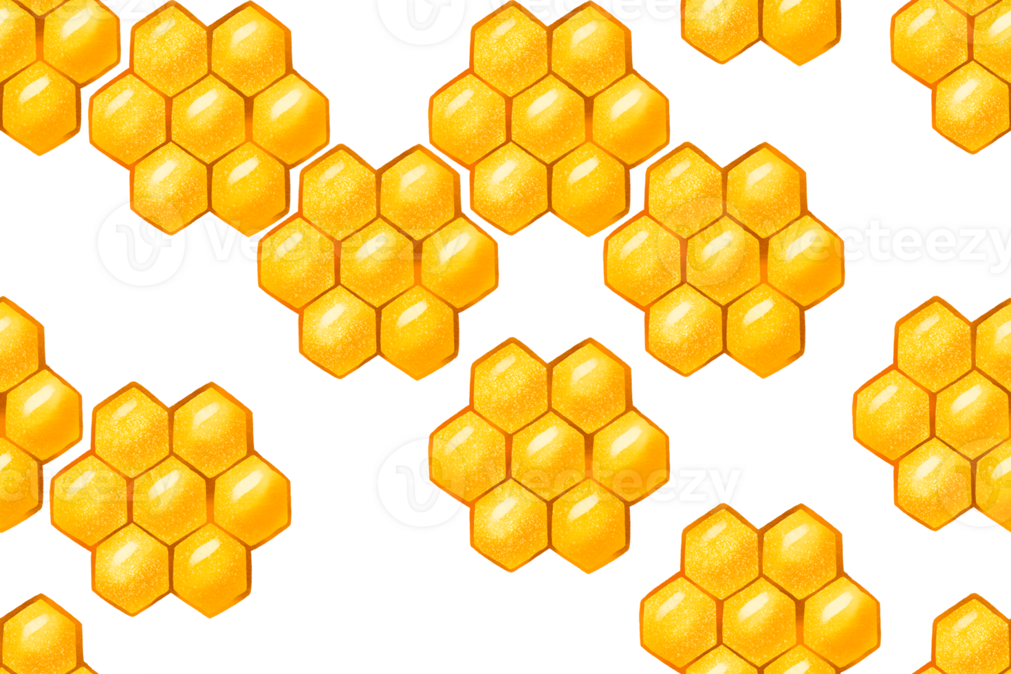 Seamless pattern with honeycombs. Cute baby background. Hand drawn illustration png