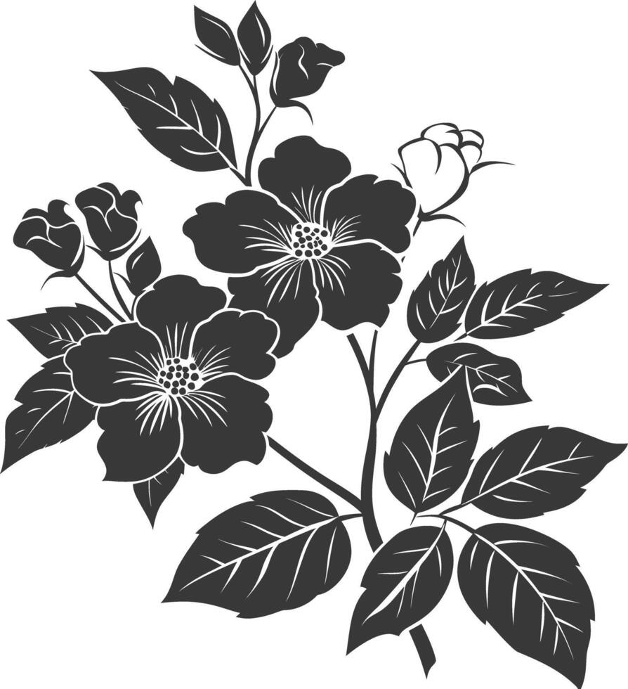 AI generated Silhouette jasmin flower black color only vector