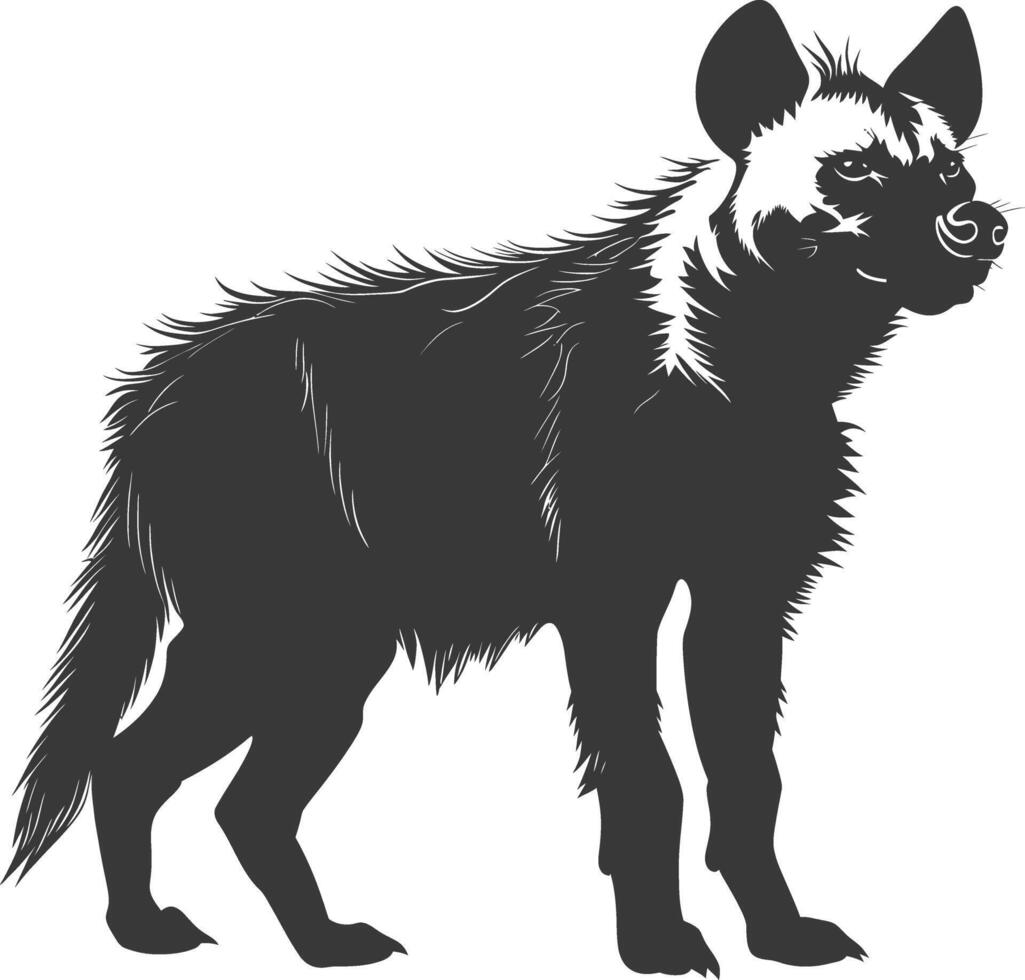 AI generated Silhouette hyena animal black color only full body vector