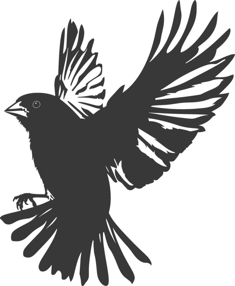 AI generated Silhouette House sparrow bird animal fly black color only vector