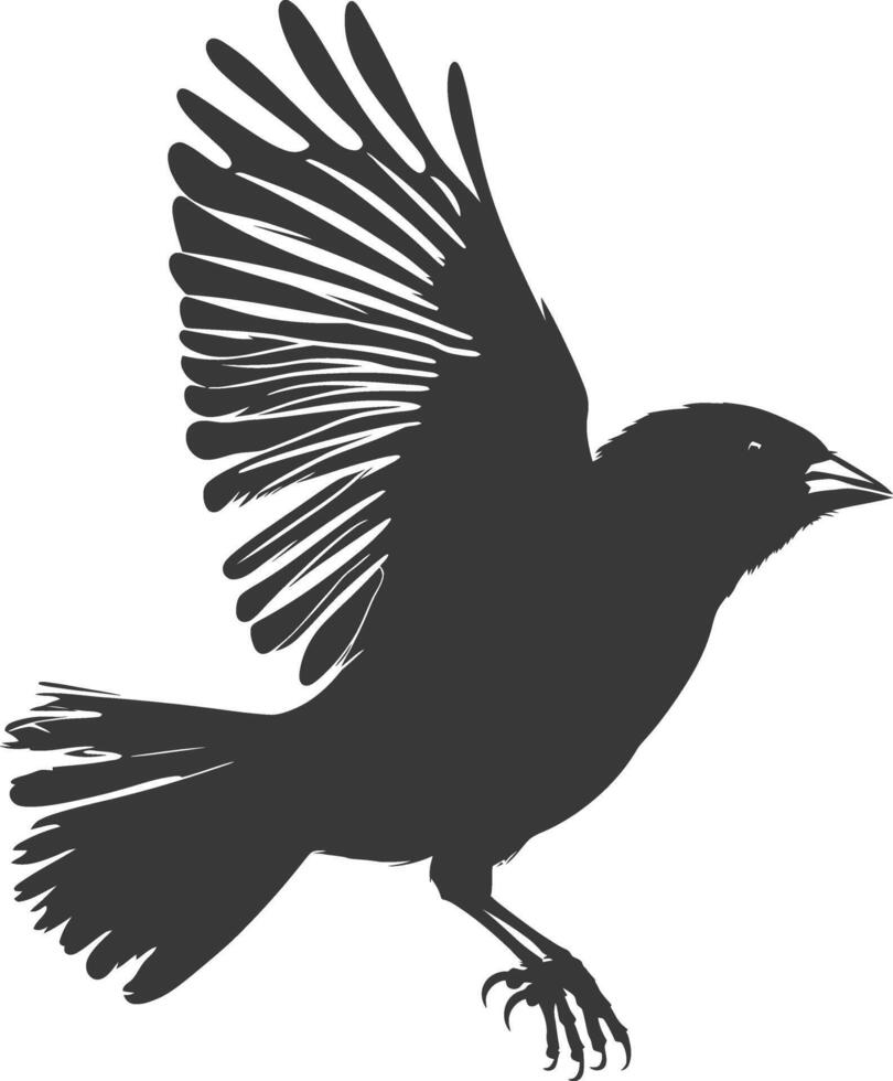 AI generated Silhouette House sparrow bird animal fly black color only vector
