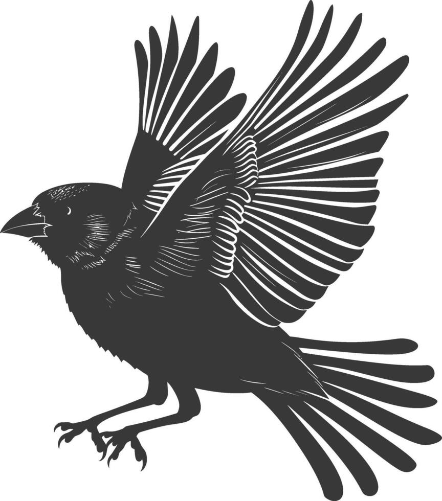 AI generated Silhouette House sparrow bird animal fly black color only vector