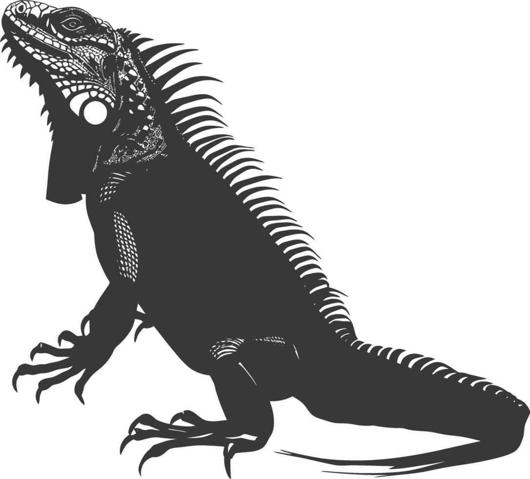 ai generado silueta iguana animal negro color solamente lleno cuerpo vector