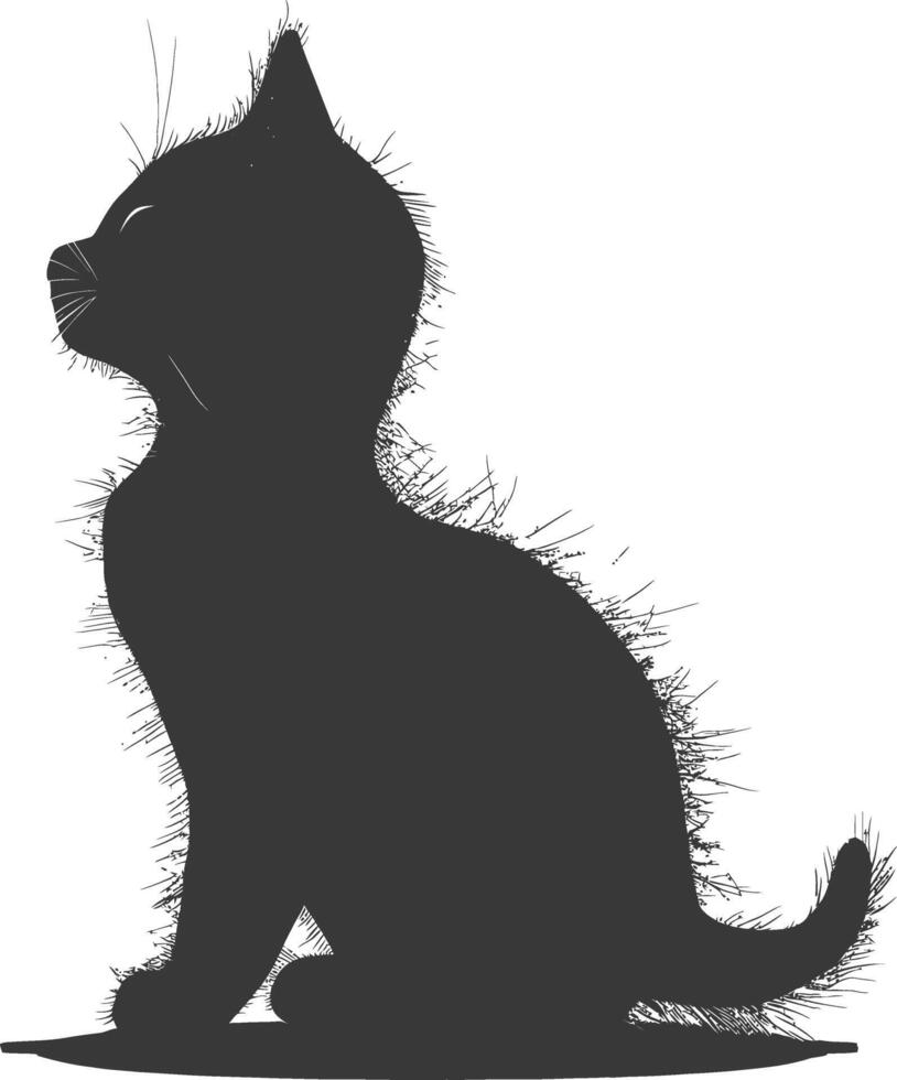 ai generado silueta gatito linda animal negro color solamente lleno cuerpo vector