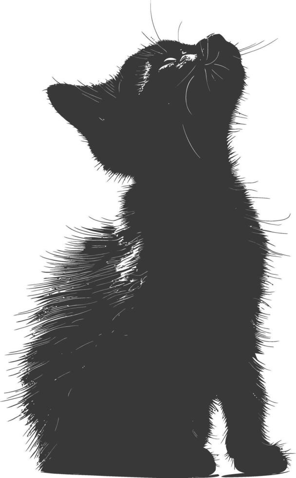 AI generated Silhouette kitten cute animal black color only full body vector