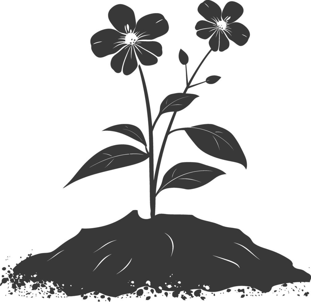 AI generated Silhouette jasmin flower in the ground black color only vector