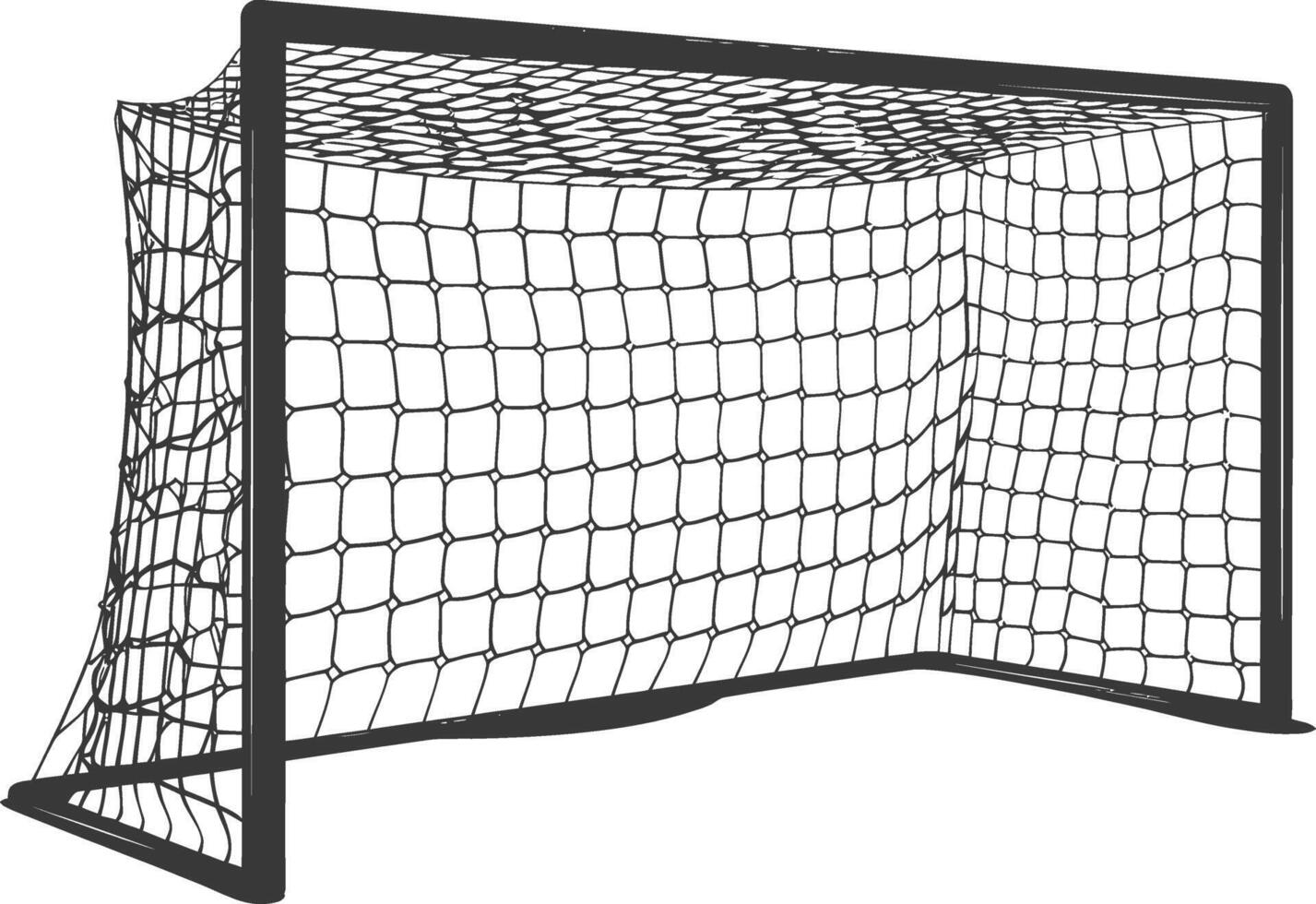 AI generated silhouette ground soccer goal sport black color only vector