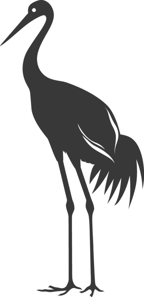 AI generated Silhouette crane bird animal black color only full body vector