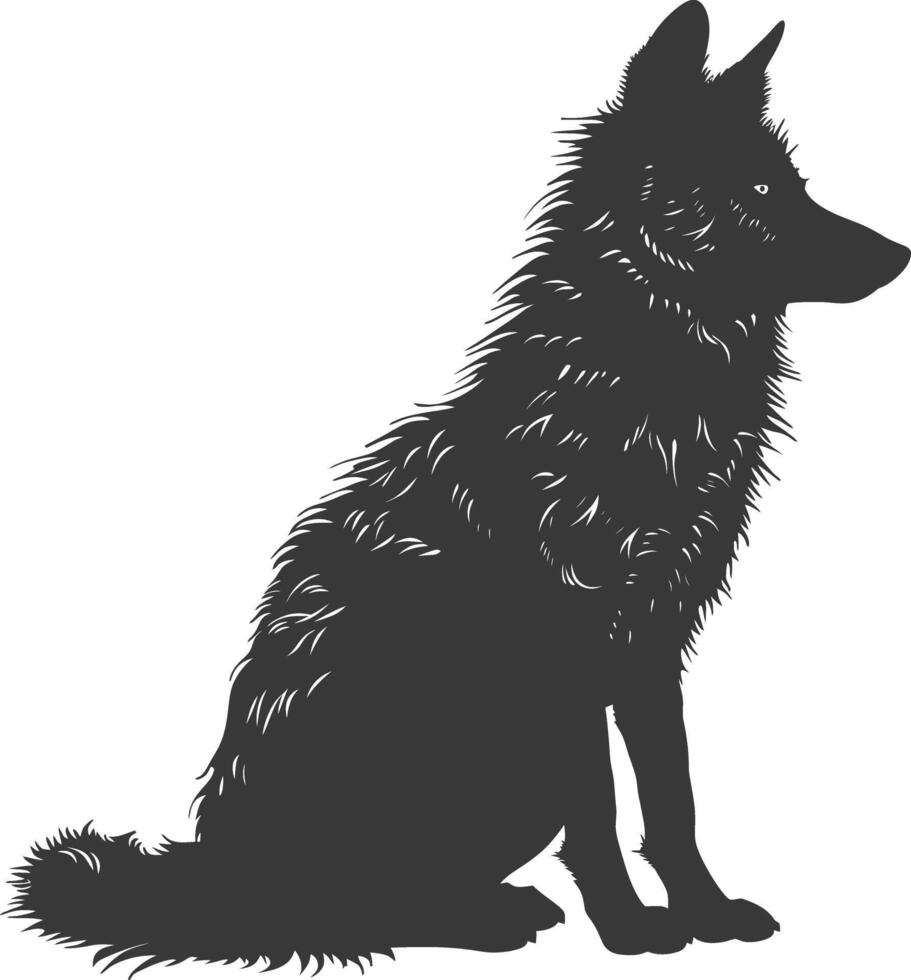 AI generated Silhouette coyote animal black color only full body vector