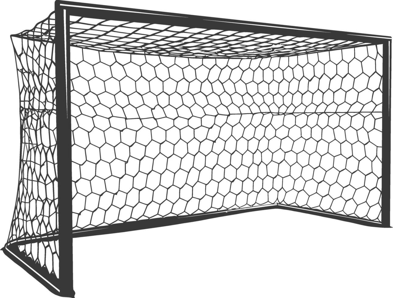 AI generated silhouette ground soccer goal sport black color only vector