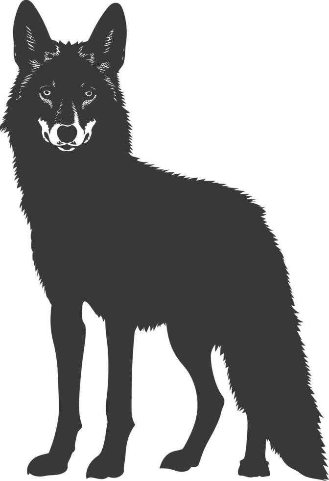 AI generated Silhouette coyote animal black color only full body vector