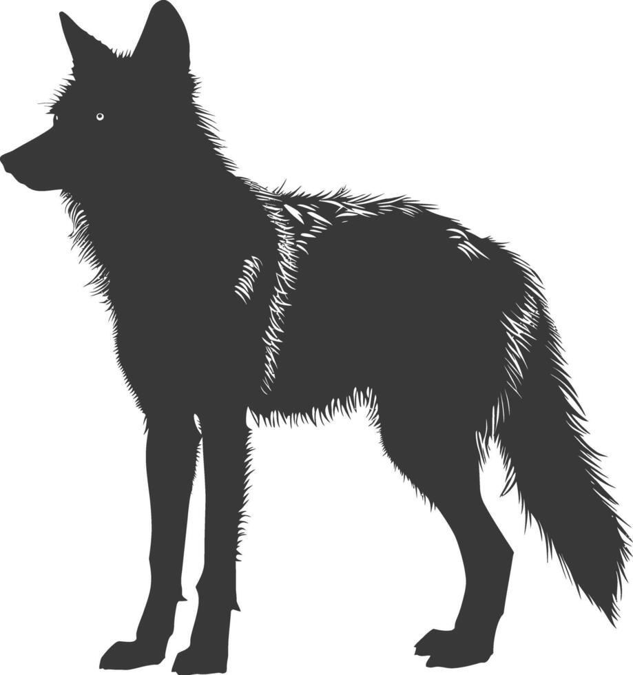AI generated Silhouette coyote animal black color only full body vector