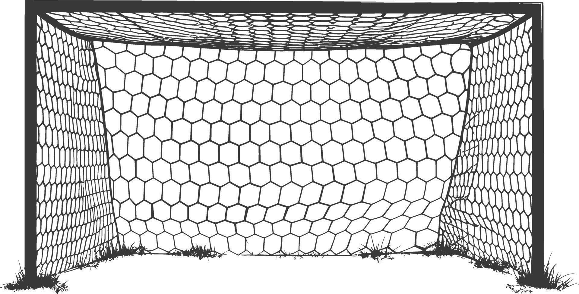 AI generated silhouette ground soccer goal sport black color only vector