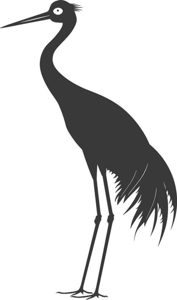 AI generated Silhouette crane bird animal black color only full body vector