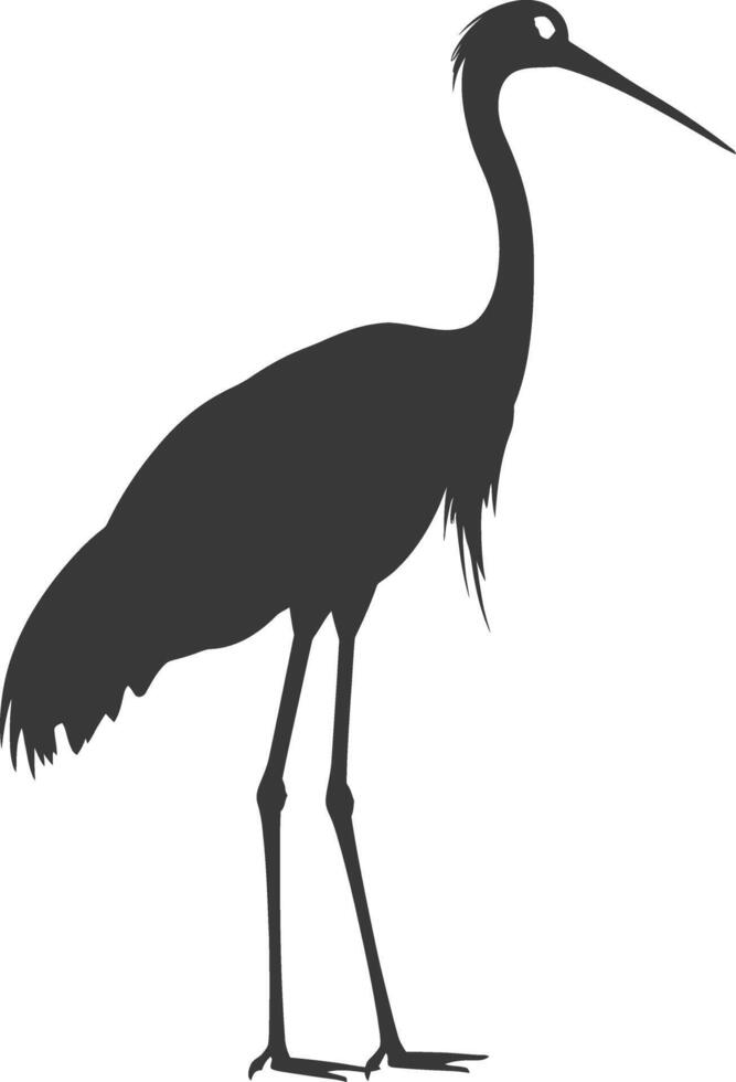 AI generated Silhouette crane bird animal black color only full body vector