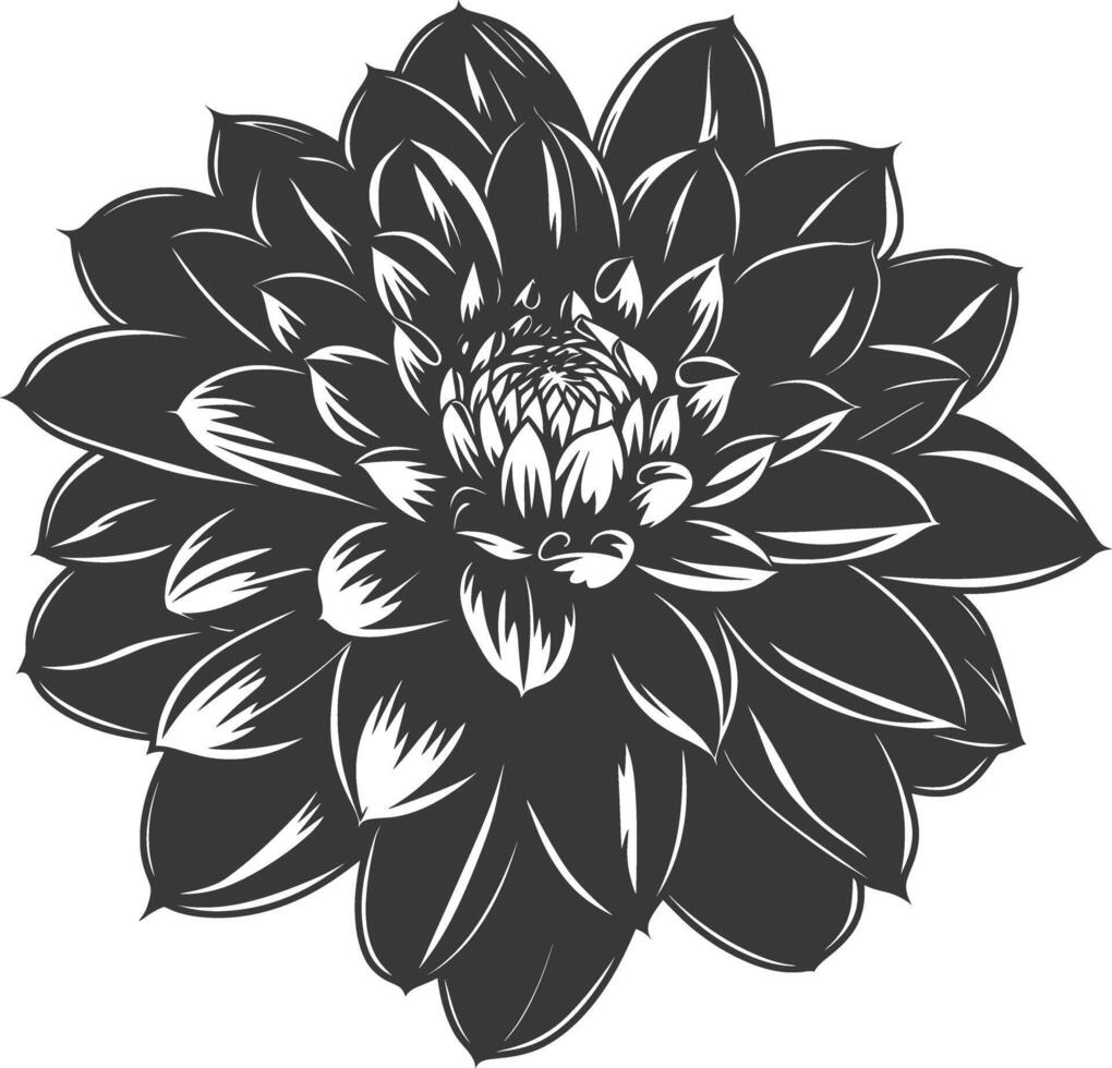 AI generated Silhouette dahlia flower black color only vector