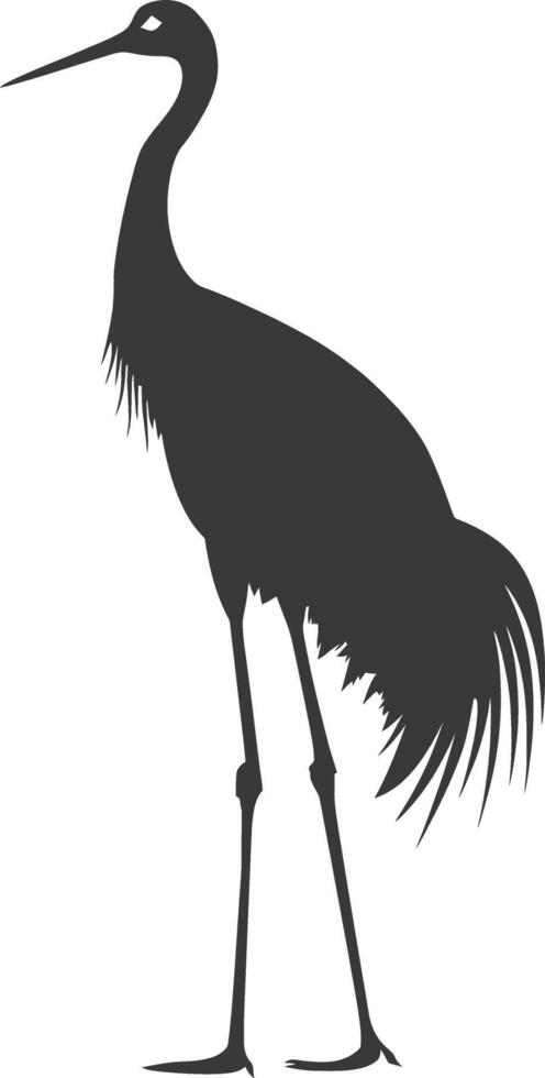 AI generated Silhouette crane bird animal black color only full body vector