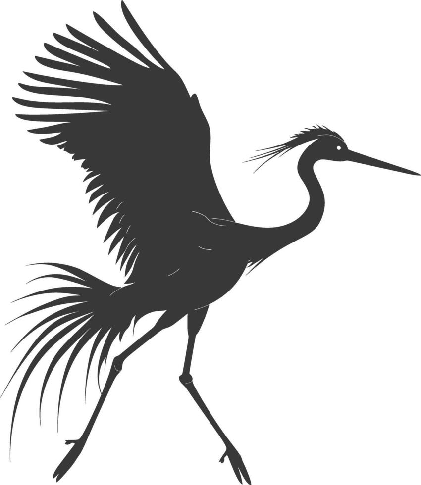 ai generado silueta grua pájaro animal mosca negro color solamente lleno cuerpo vector