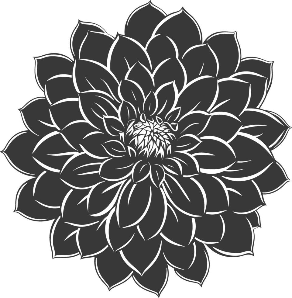 AI generated Silhouette dahlia flower black color only vector