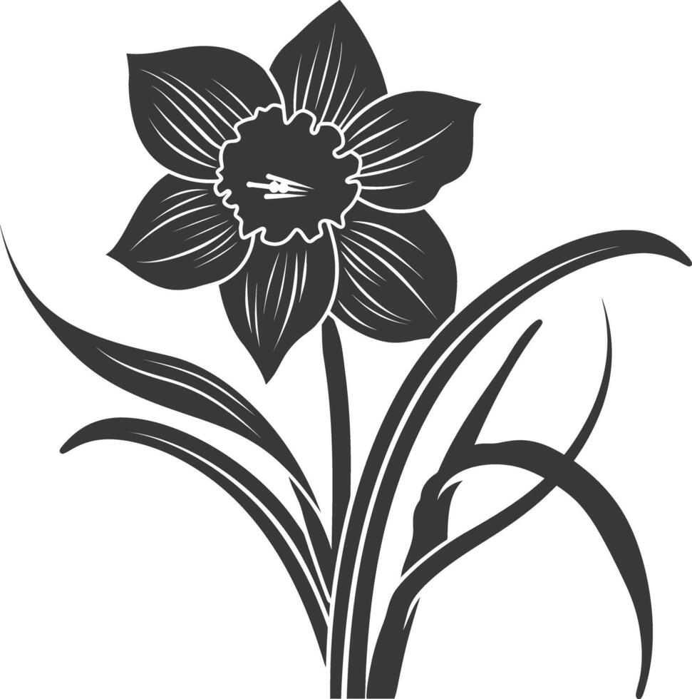 ai generado silueta narciso flor negro color solamente vector