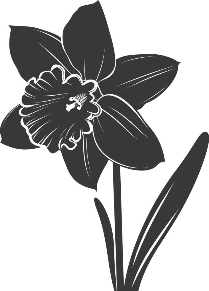AI generated Silhouette daffodil flower black color only vector