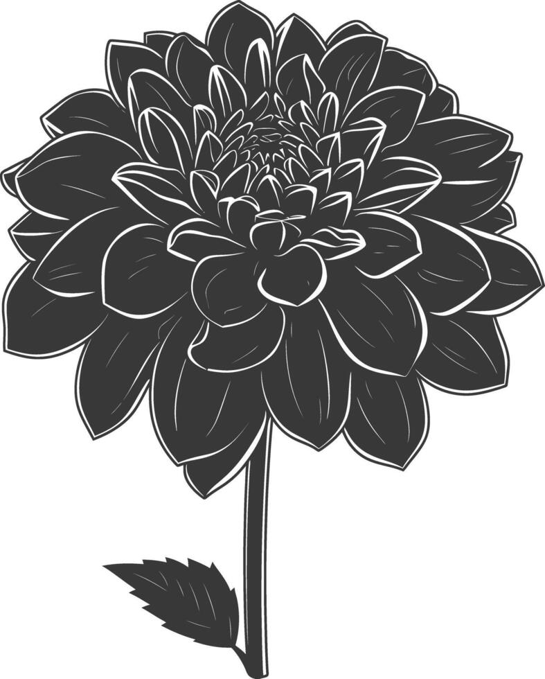 AI generated Silhouette dahlia flower black color only vector