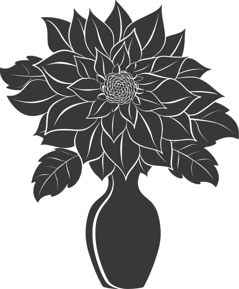ai generado silueta dalia flor en el florero negro color solamente vector