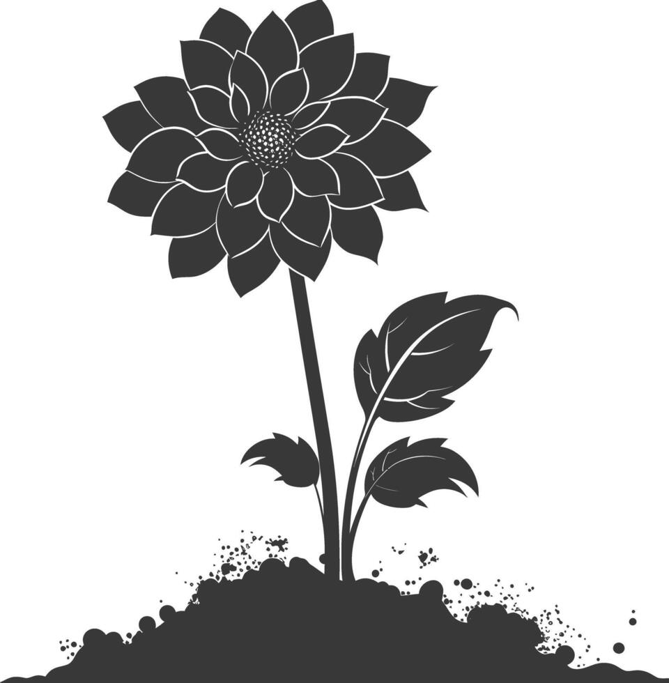 ai generado silueta dalia flor en el suelo negro color solamente vector