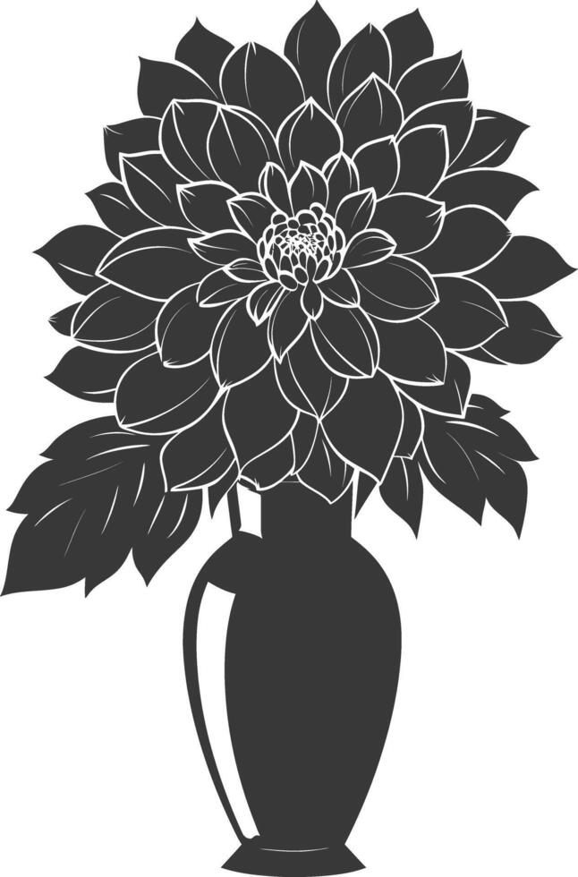 ai generado silueta dalia flor en el florero negro color solamente vector