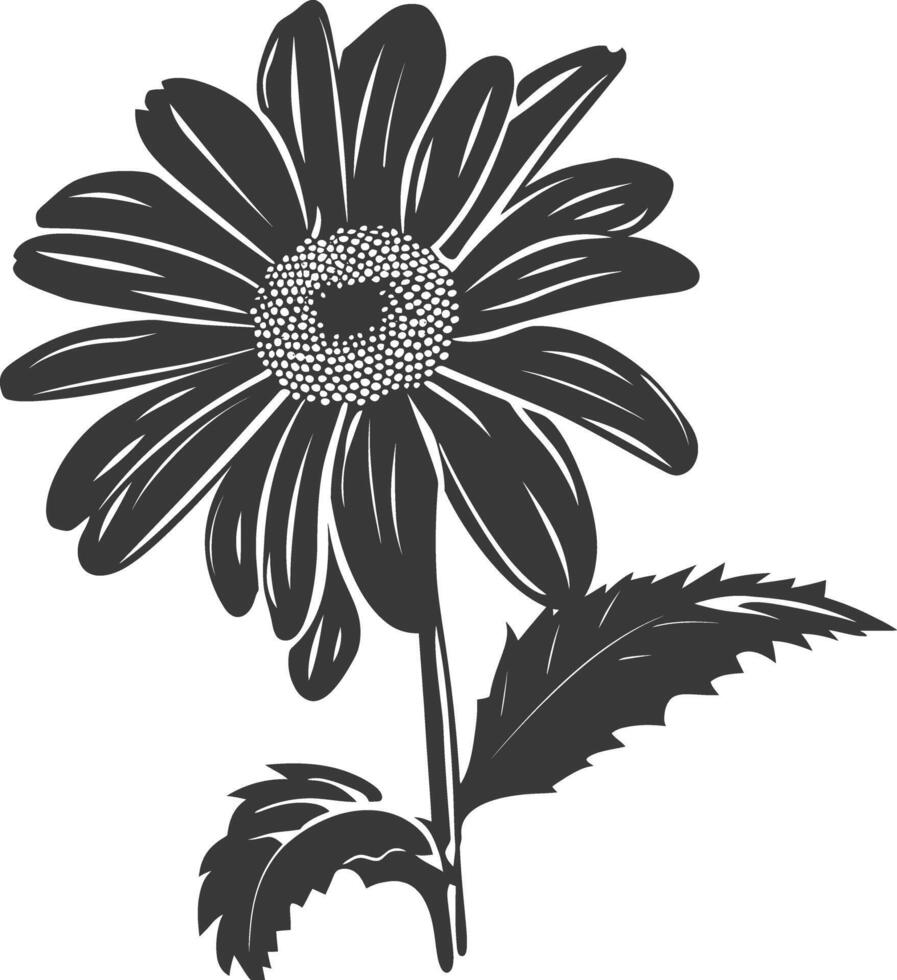 AI generated Silhouette daisy flower black color only vector