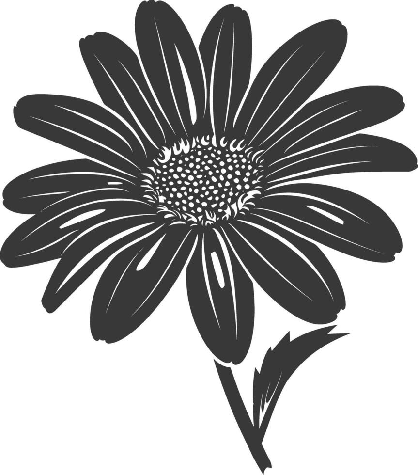 AI generated Silhouette daisy flower black color only vector