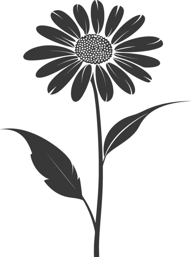 AI generated Silhouette daisy flower black color only vector