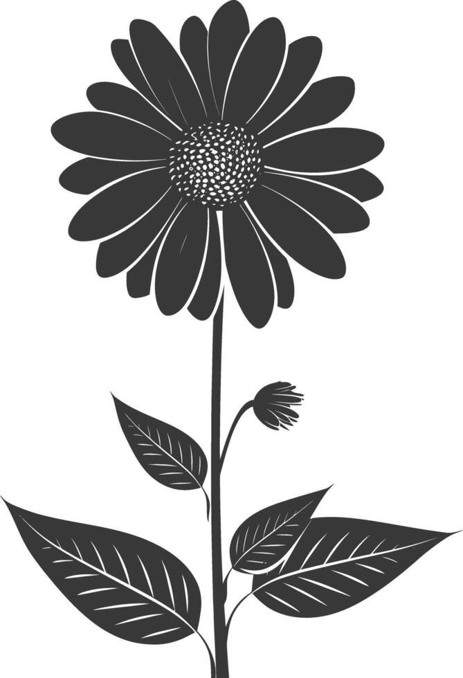 AI generated Silhouette daisy flower black color only vector