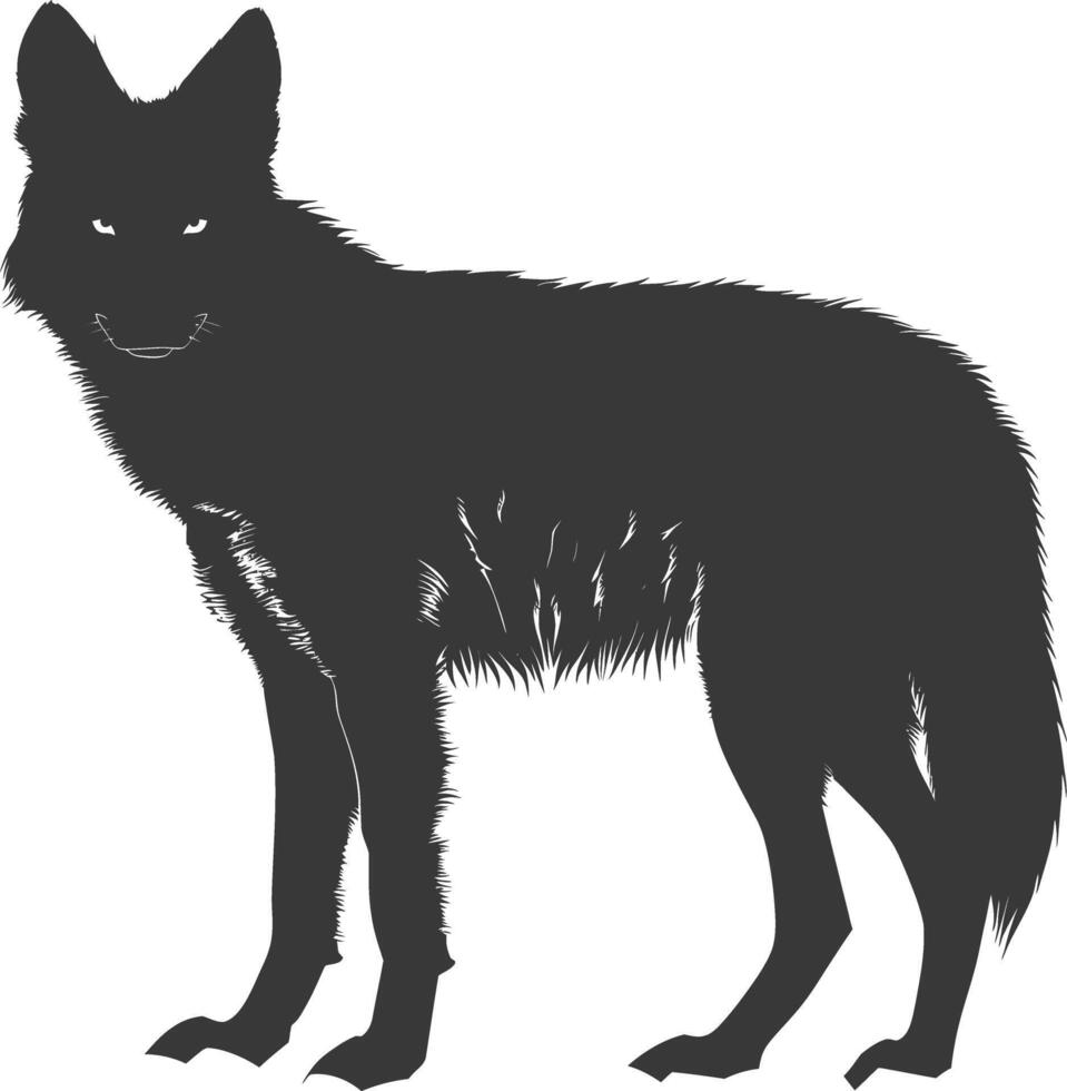 AI generated Silhouette coyote animal black color only full body vector