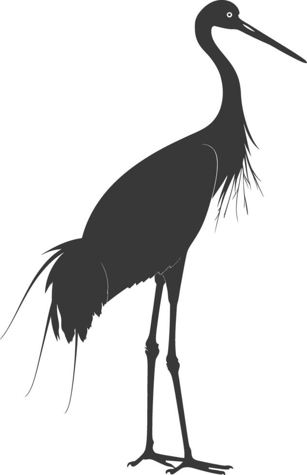 AI generated Silhouette crane bird animal black color only full body vector