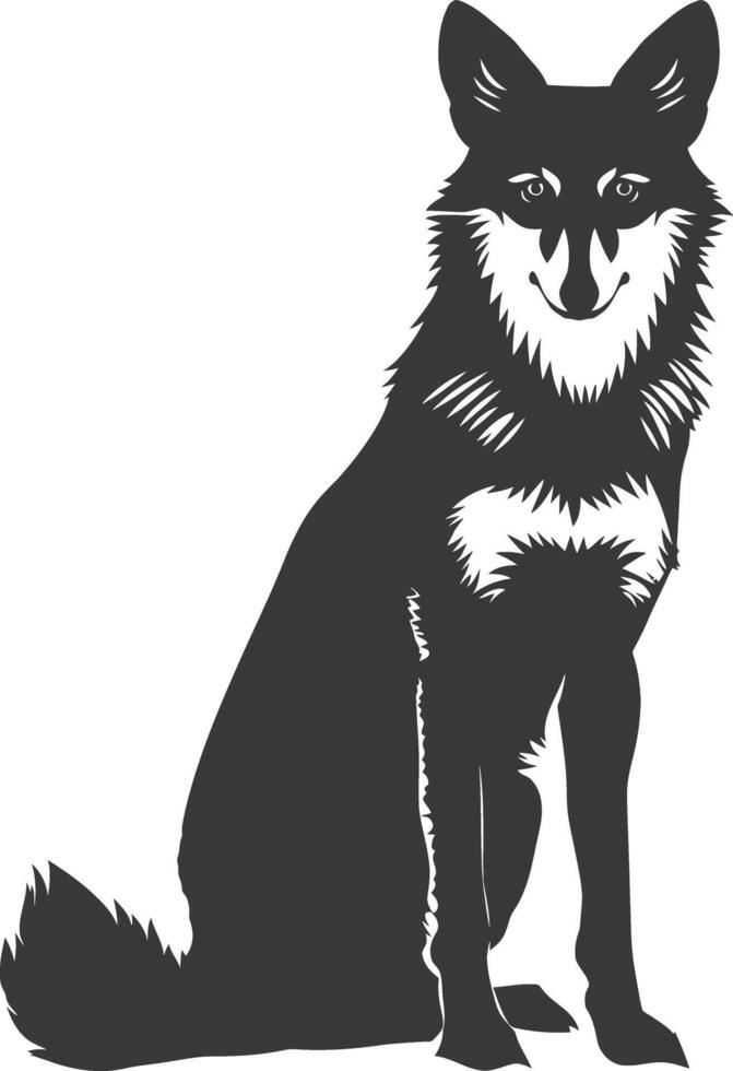 AI generated Silhouette coyote animal black color only full body vector