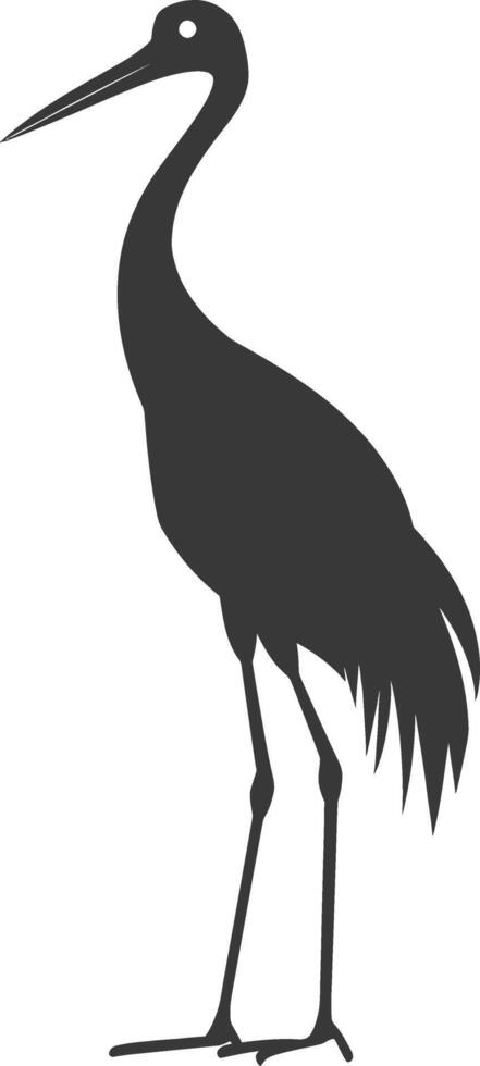 AI generated Silhouette crane bird animal black color only full body vector