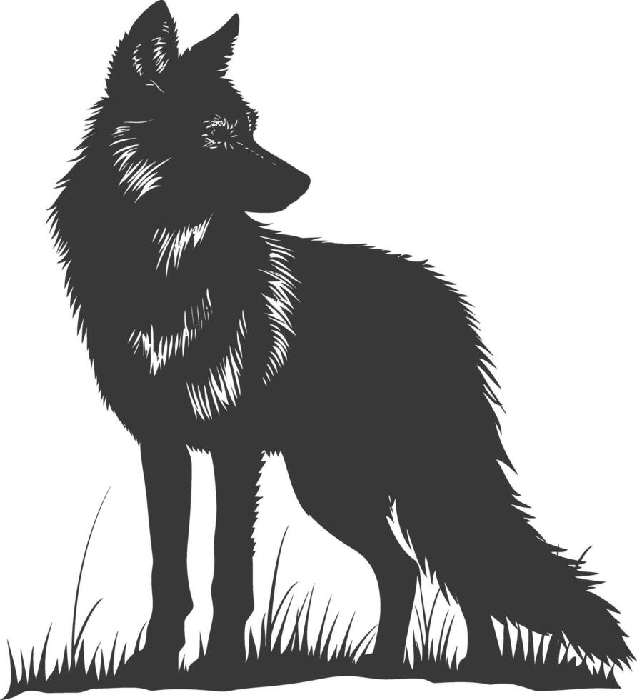 AI generated Silhouette coyote animal black color only full body vector