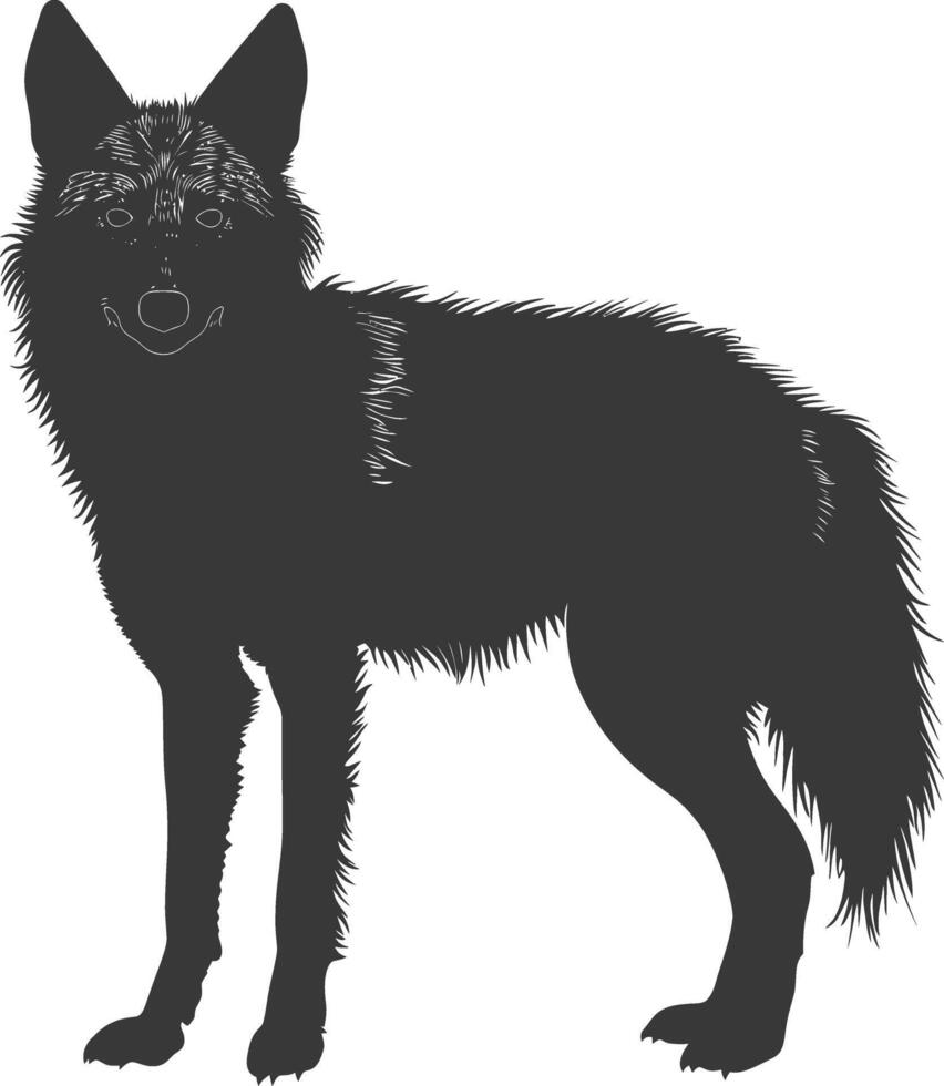 AI generated Silhouette coyote animal black color only full body vector