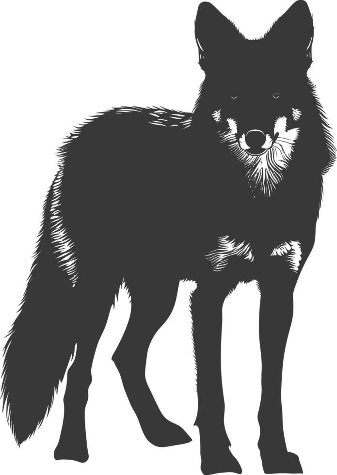 ai generado silueta coyote animal negro color solamente lleno cuerpo vector