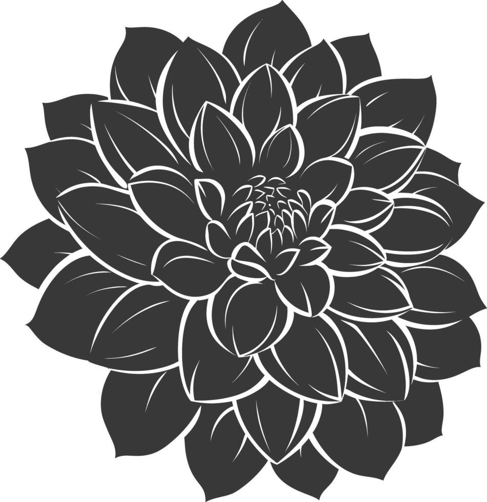 AI generated Silhouette dahlia flower black color only vector