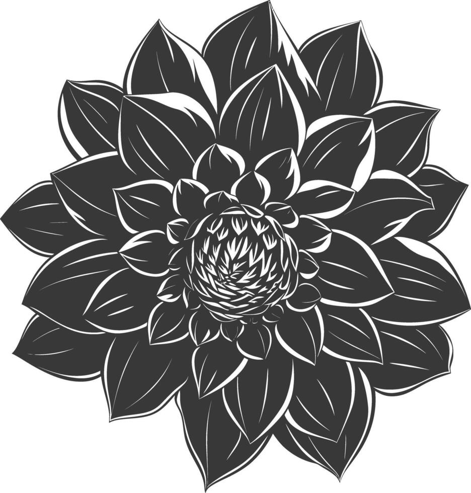 ai generado silueta dalia flor negro color solamente vector