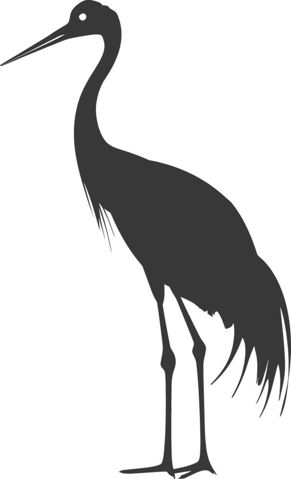 AI generated Silhouette crane bird animal black color only full body vector