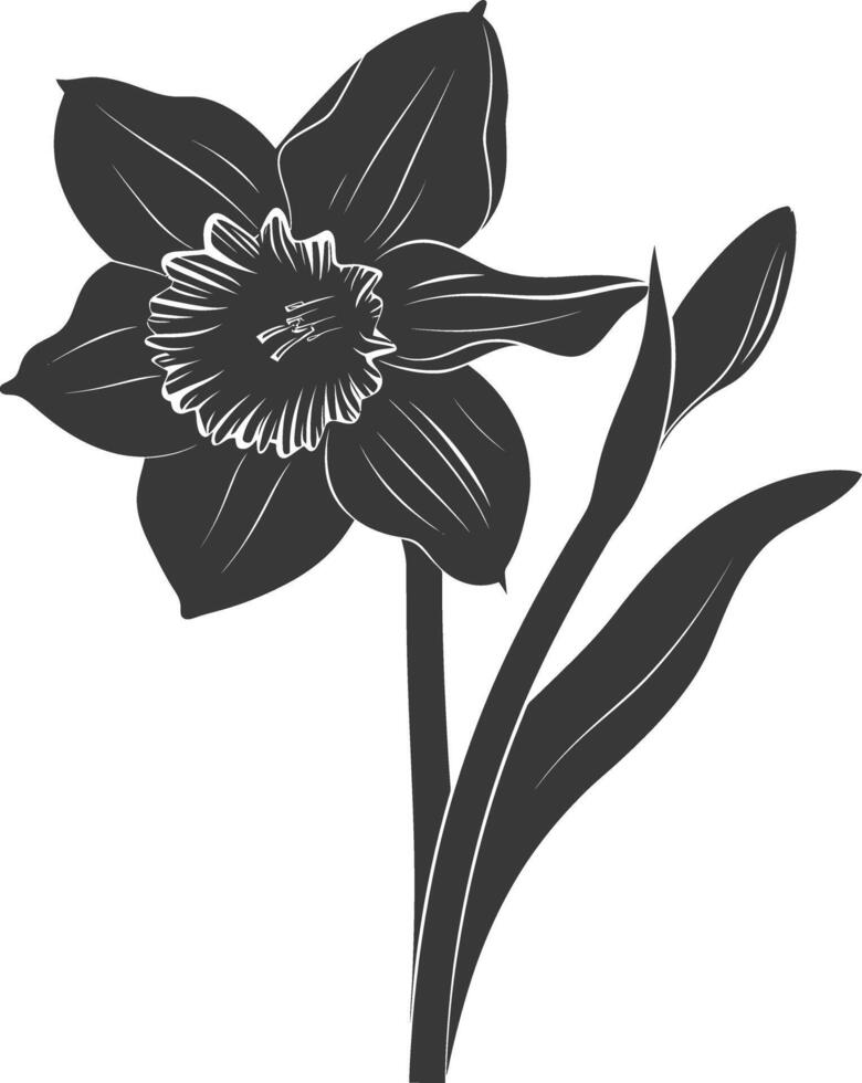 AI generated Silhouette daffodil flower black color only vector